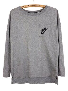 Nike Mens Long Sleeve Logo Pocket Tee Heather Grey Size Small